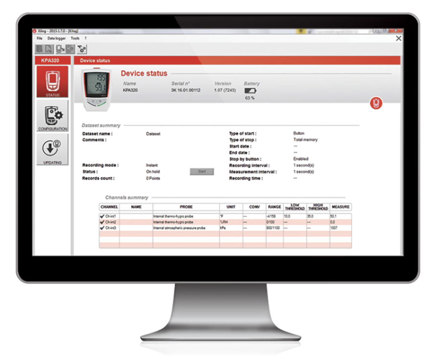 Configuration software for Kistock data loggers